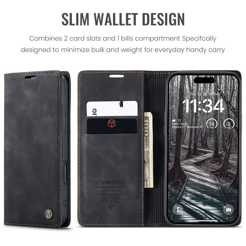 caseme-013-iphone-17-pro-max-case-black-1.jpg CaseMe 013 Leder-Wallet-Hülle – Bild 1