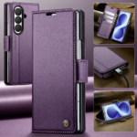 CaseMe 023 Wallet-Hülle in Lila – Produktansichten mit Kartenfächern und Standfunktion