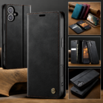 CaseMe 033 Wallet-Hülle in Schwarz – Vorderansicht, Rückseite und Kartenfächer