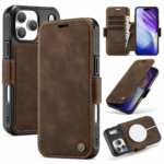 CaseMe 053 Wallet-Hülle in Braun – Vorderansicht, Rückseite und Kartenfächer