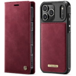 CaseMe C49 Wallet-Hülle in Bordeauxrot – bereinigte Produktansicht