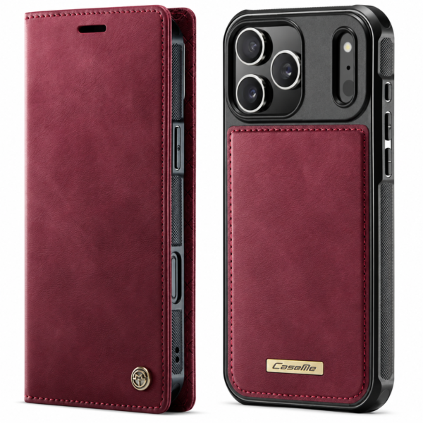 CaseMe C49 Wallet-Hülle in Bordeauxrot – bereinigte Produktansicht