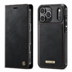 CaseMe C49 Wallet-Hülle in Schwarz – Vorder- und Rückansicht